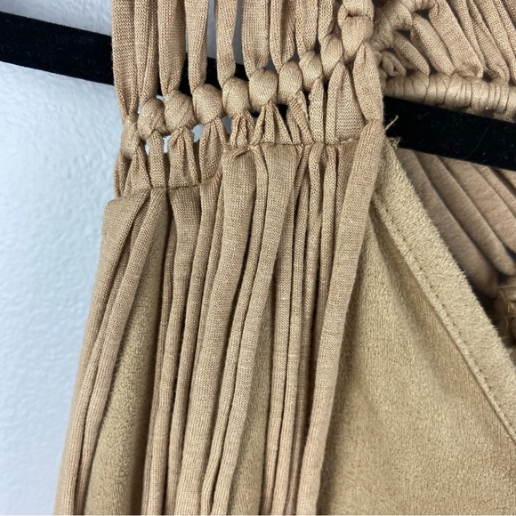 Poetry | Boho Faux Suede Fringe Racerback Sleeveless Mini Dress. Size Medium - Picture 7 of 10